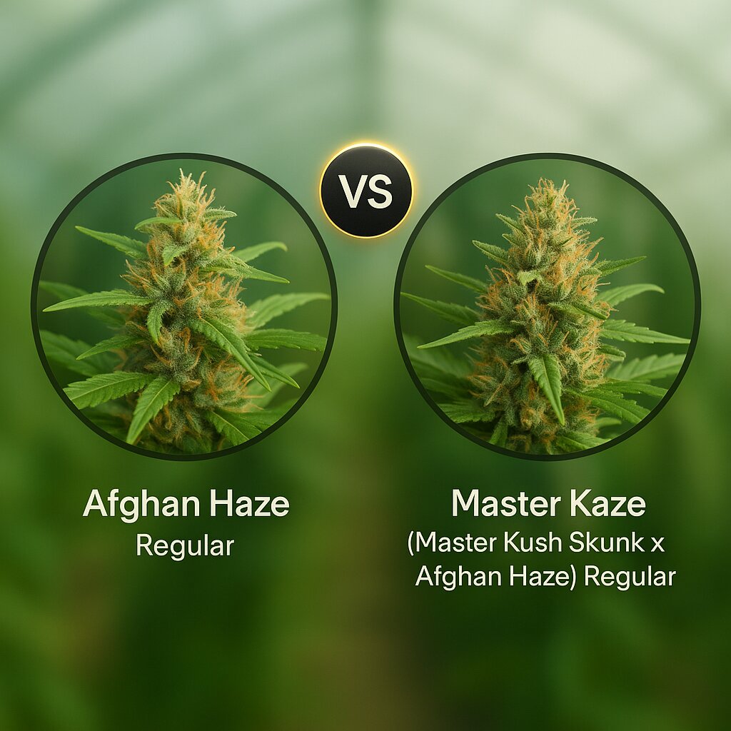 Afghan Haze (Mr Nice Seedbank) vs Master Kaze (Master Kush Skunk x Afghan Haze) (Mr Nice Seedbank) porównanie nasion konopi