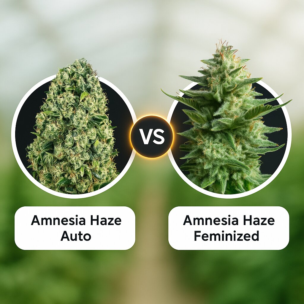 Amnesia Haze Auto (Vision Seeds) vs Amnesia Haze (Royal Queen Seeds) porównanie nasion konopi
