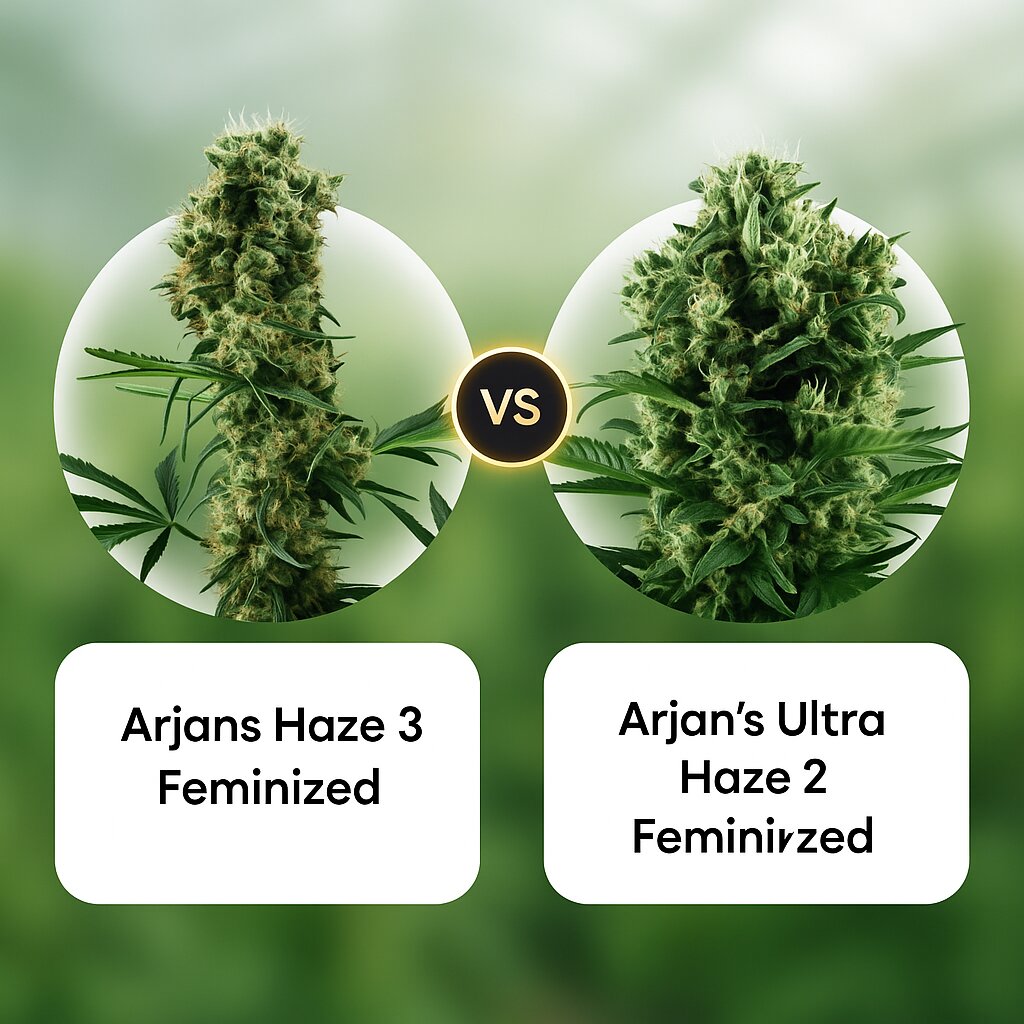 Arjans Haze 3 (Greenhouse Seed Co) vs Arjan's Ultra Haze 2 (Greenhouse Seed Co) porównanie nasion konopi