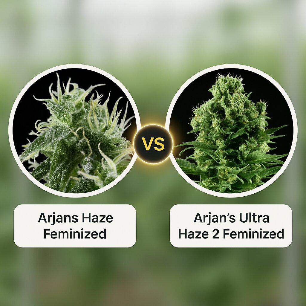 Arjans Haze (Greenhouse Seed Co) vs Arjan's Ultra Haze 2 (Greenhouse Seed Co) porównanie nasion konopi