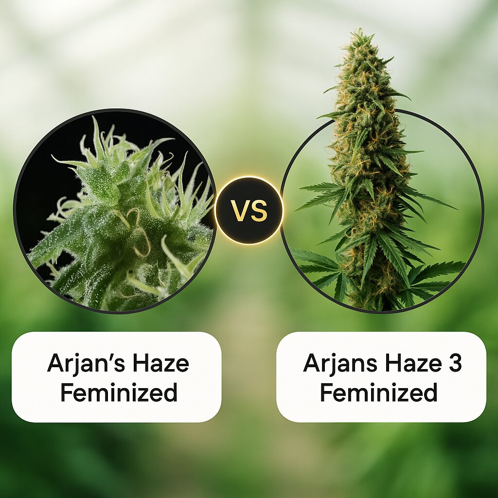 Arjans Haze (Greenhouse Seed Co) vs Arjans Haze 3 (Greenhouse Seed Co) porównanie nasion konopi
