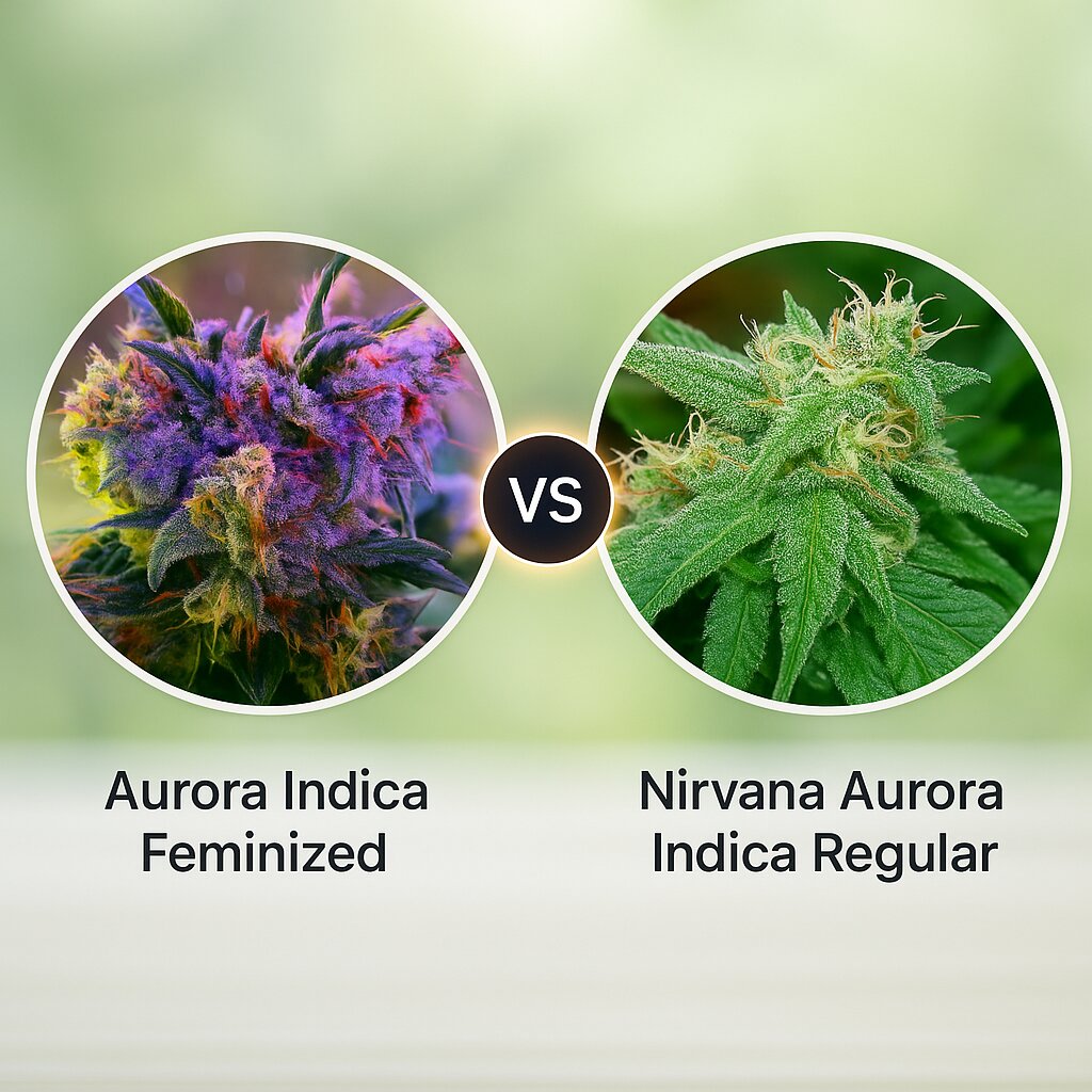Aurora Indica (Nirvana Seeds) vs Nirvana Aurora Indica (Nirvana Seeds) porównanie nasion konopi