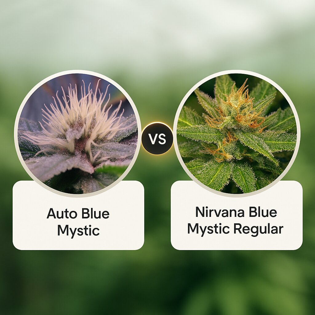 Auto Blue Mystic (Nirvana Seeds) vs Nirvana Blue Mystic (Nirvana Seeds) porównanie nasion konopi