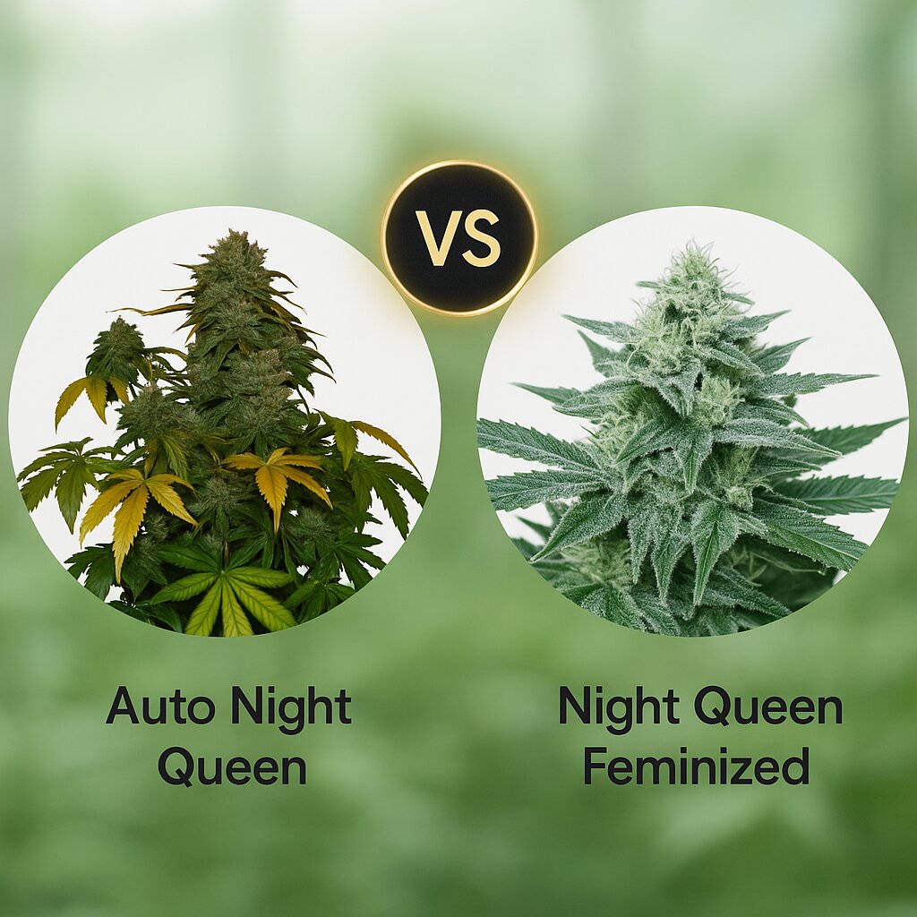 Auto Night Queen (Dutch Passion) vs Night Queen (Dutch Passion) porównanie nasion konopi