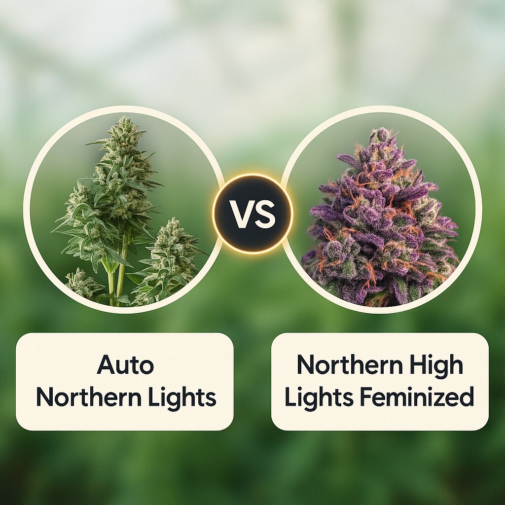 Auto Northern Lights (Pyramid Seeds) vs Northern High Lights (Advanced Genetics Seeds) porównanie nasion konopi