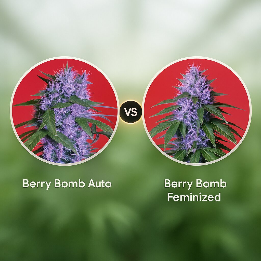 Berry Bomb Auto (Bomb Seeds) vs Berry Bomb (Bomb Seeds) porównanie nasion konopi