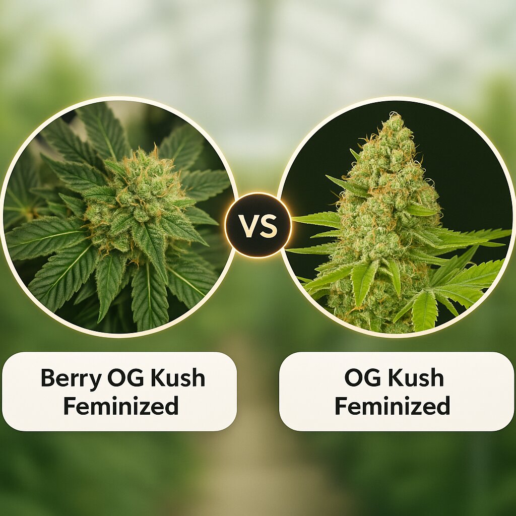 Berry OG Kush (z710 Genetics) vs OG Kush (DinaFem Seeds) porównanie nasion konopi