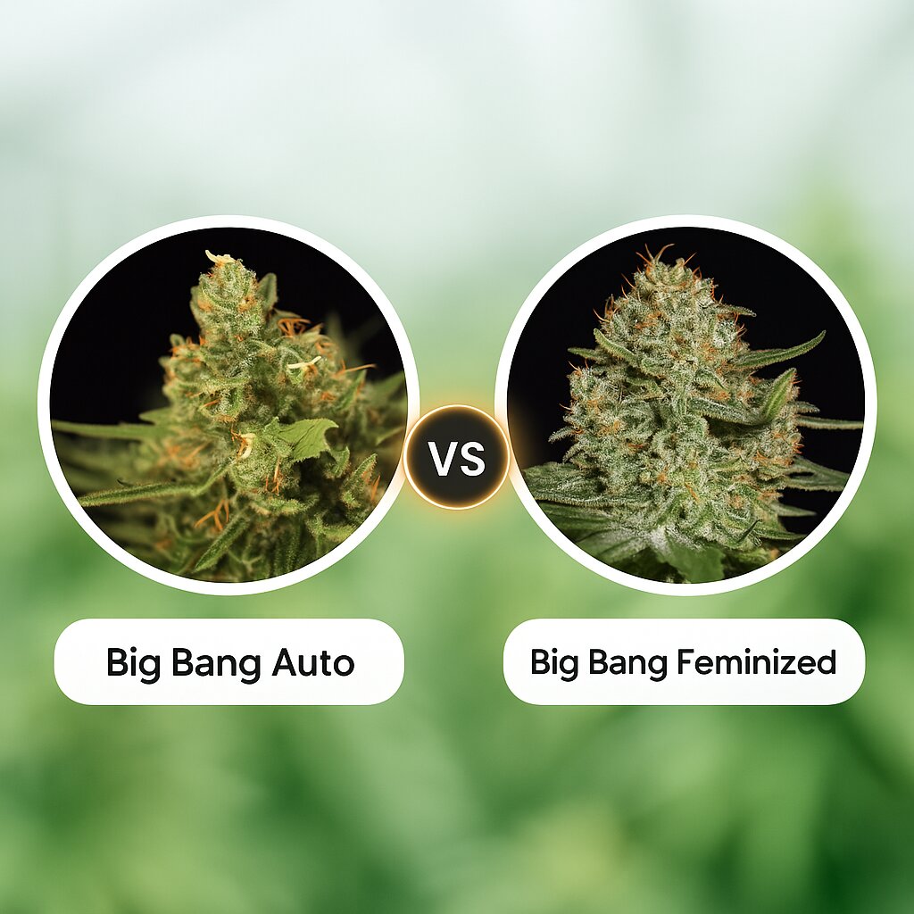 Big Bang Auto (Greenhouse Seed Co) vs Big Bang (Greenhouse Seed Co) porównanie nasion konopi