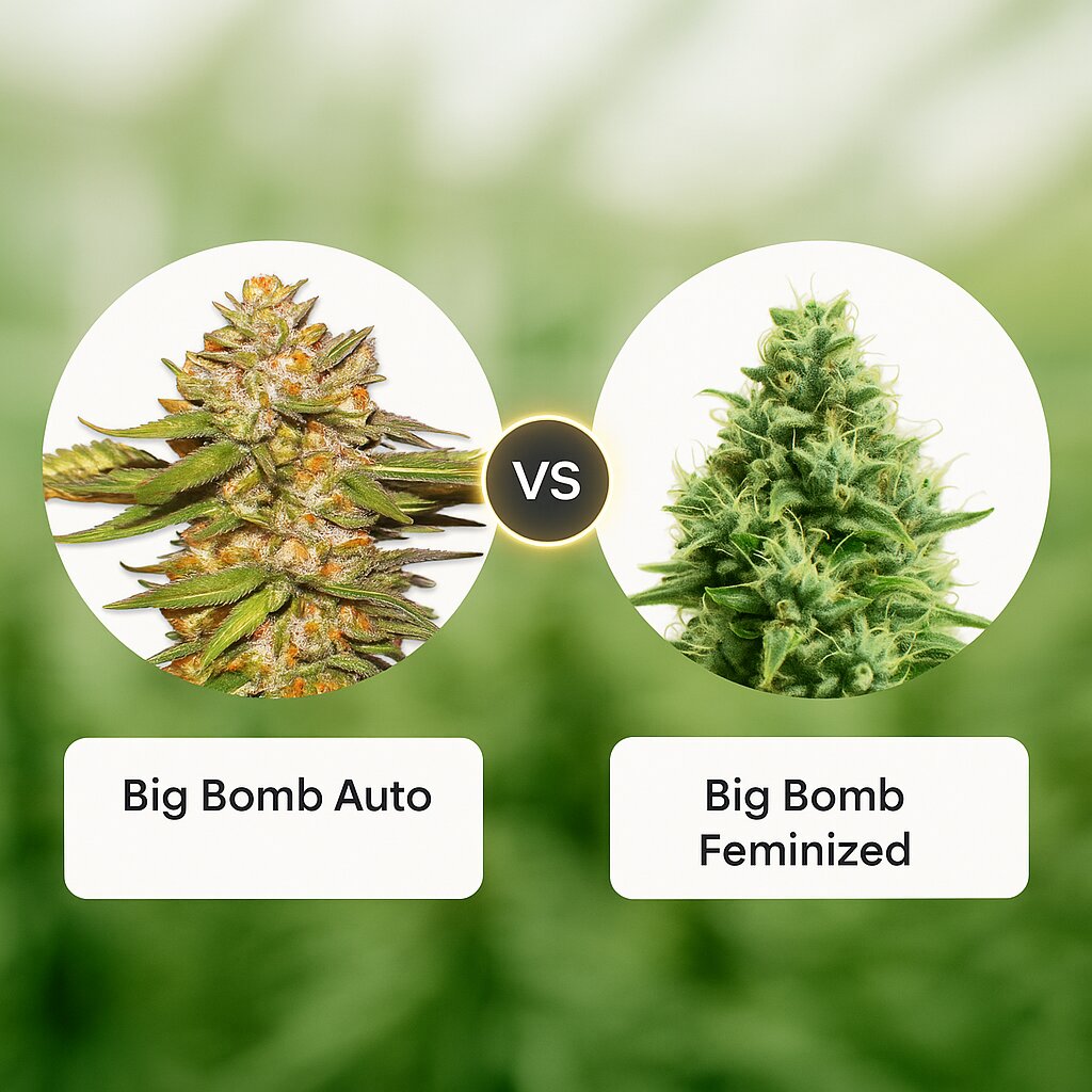 Big Bomb Auto (Bomb Seeds) vs Big Bomb (Bomb Seeds) porównanie nasion konopi