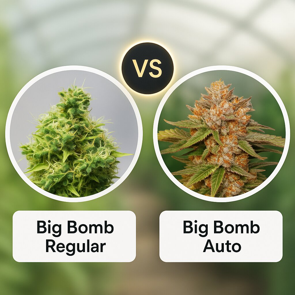 Big Bomb (Bomb Seeds) vs Big Bomb Auto (Bomb Seeds) porównanie nasion konopi