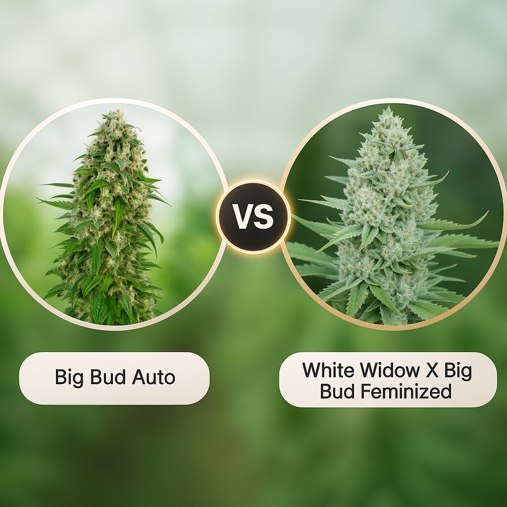 Big Bud Auto (Sensi Seeds) vs White Widow X Big Bud (Female Seeds) porównanie nasion konopi