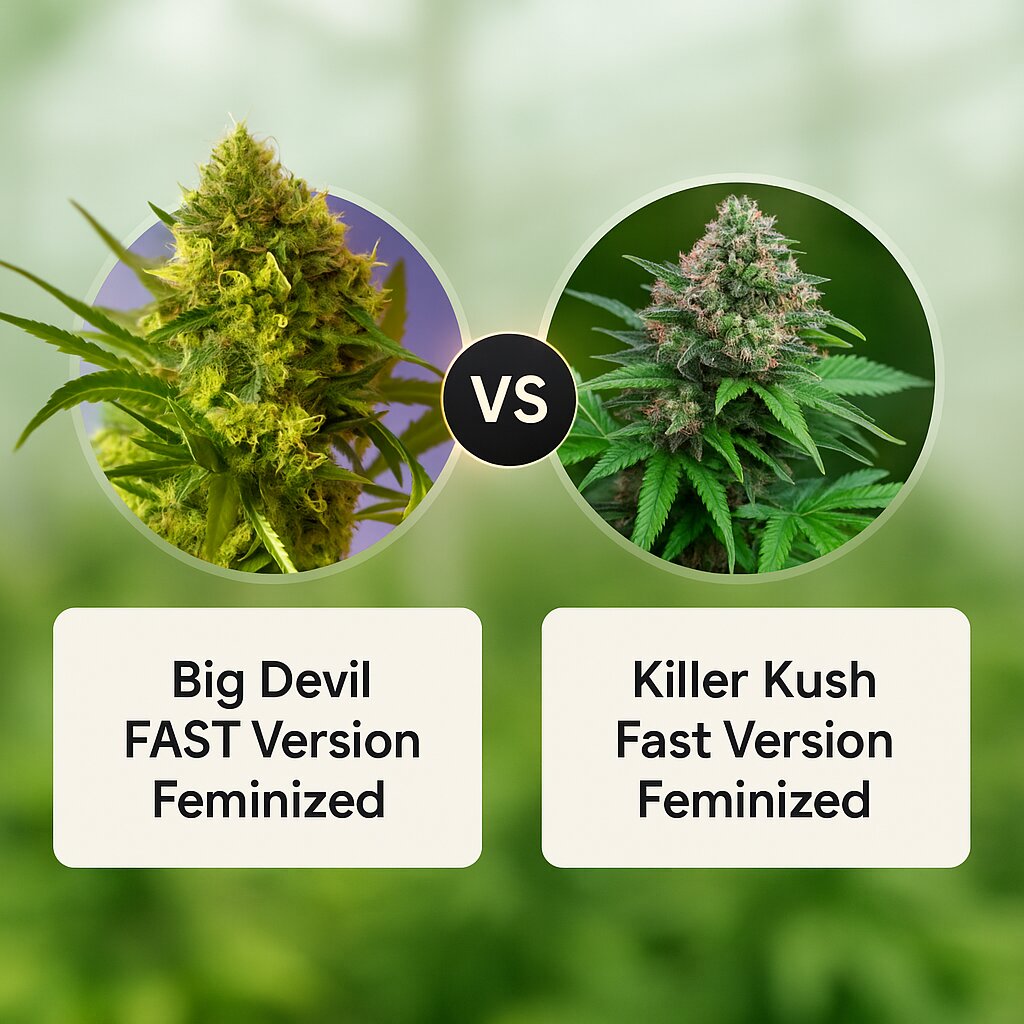 Big Devil FAST Version (Sweet Seeds) vs Killer Kush Fast Version (Sweet Seeds) porównanie nasion konopi
