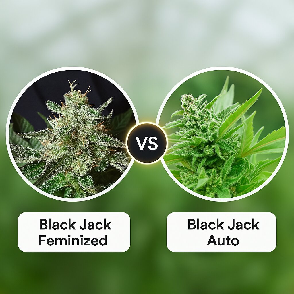Black Jack (Sweet Seeds) vs Black Jack Auto (Sweet Seeds) porównanie nasion konopi