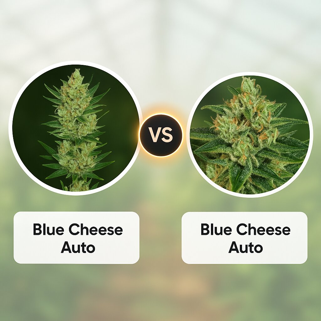 Blue Cheese Auto (Barneys Farm) vs Blue Cheese Auto (Big Buddha Seeds) porównanie nasion konopi