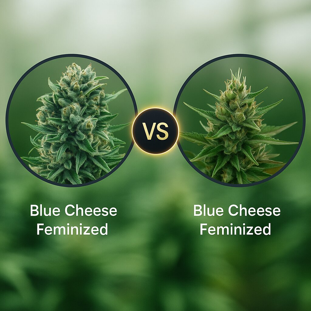 Blue Cheese (Royal Queen Seeds) vs Blue Cheese (DinaFem Seeds) porównanie nasion konopi