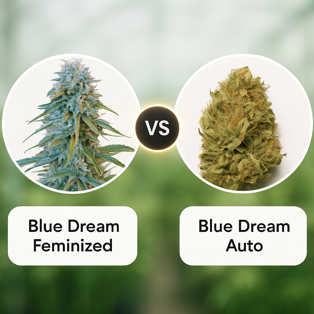 Blue Dream (Humboldt Seed Organization) vs Blue Dream Auto (Humboldt Seed Organization) porównanie nasion konopi
