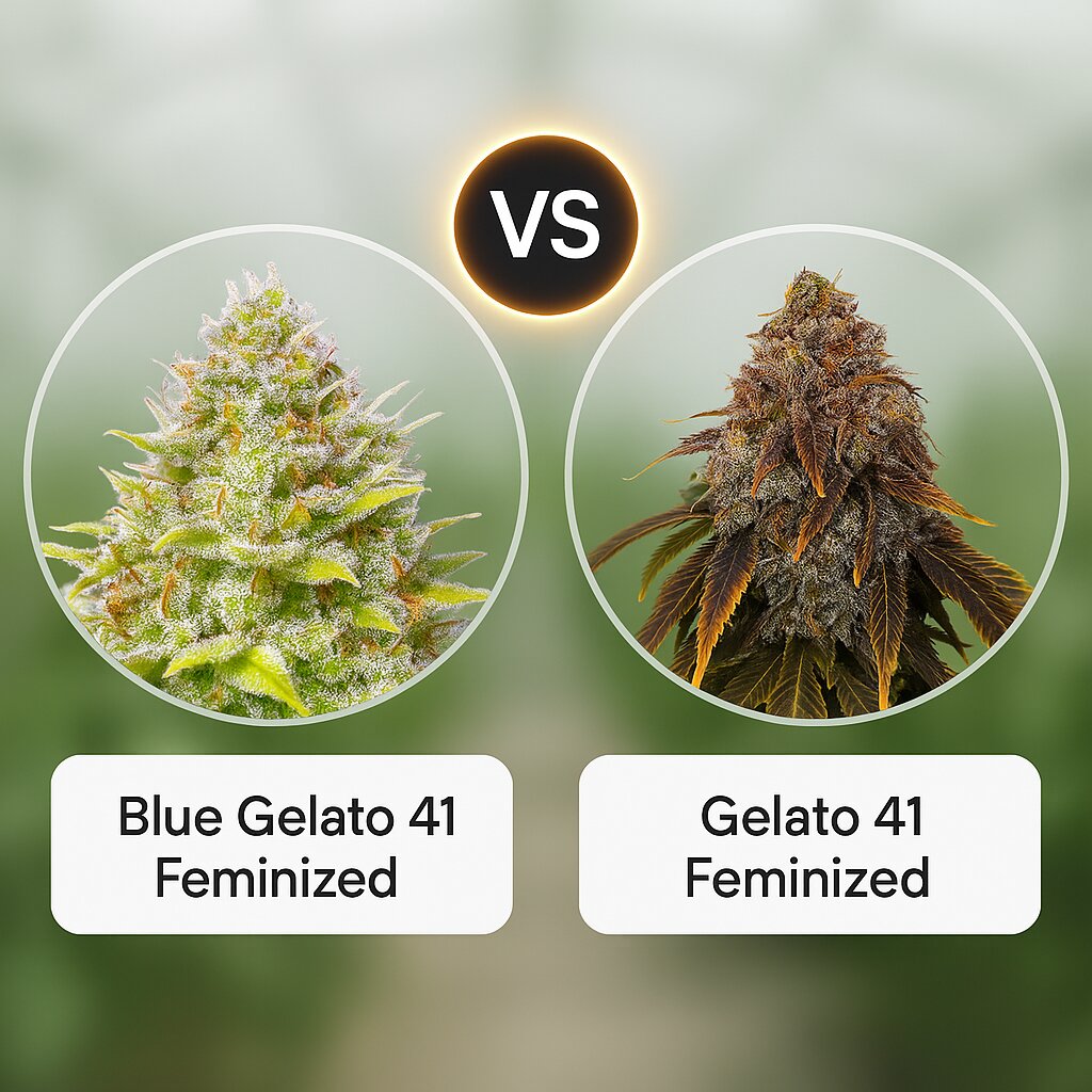 Blue Gelato 41 (Barneys Farm) vs Gelato 41 (Seed Stockers) porównanie nasion konopi