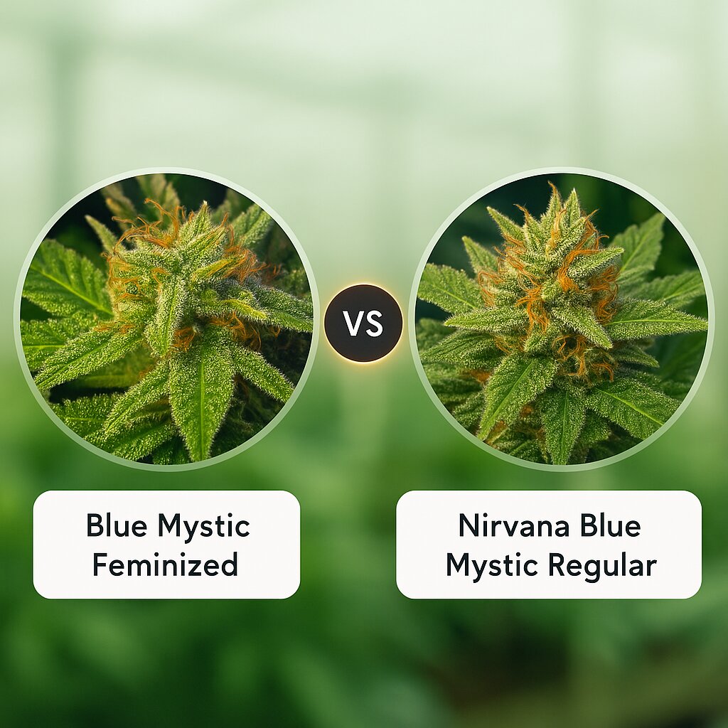 Blue Mystic (Nirvana Seeds) vs Nirvana Blue Mystic (Nirvana Seeds) porównanie nasion konopi