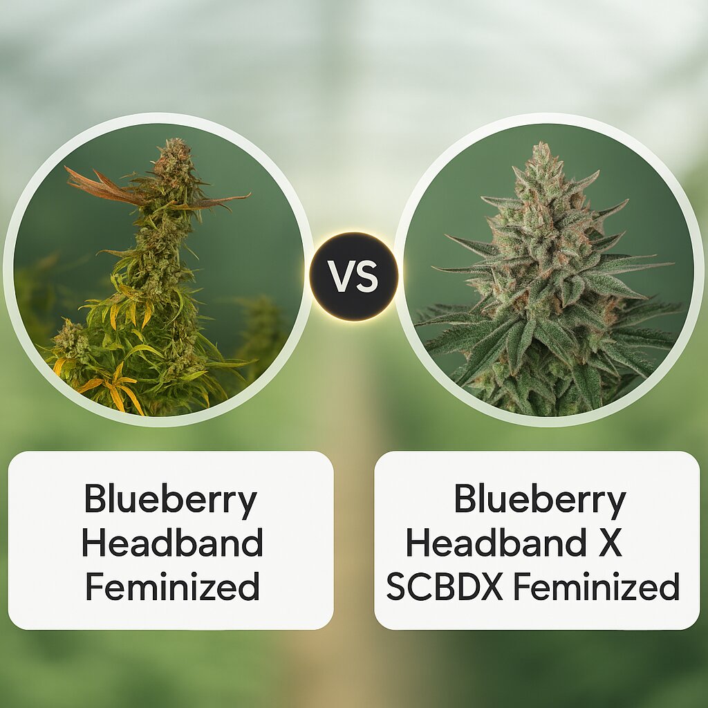 Blueberry Headband (Humboldt Seed Organization) vs Blueberry Headband X SCBDX (SuperCBDx) porównanie nasion konopi