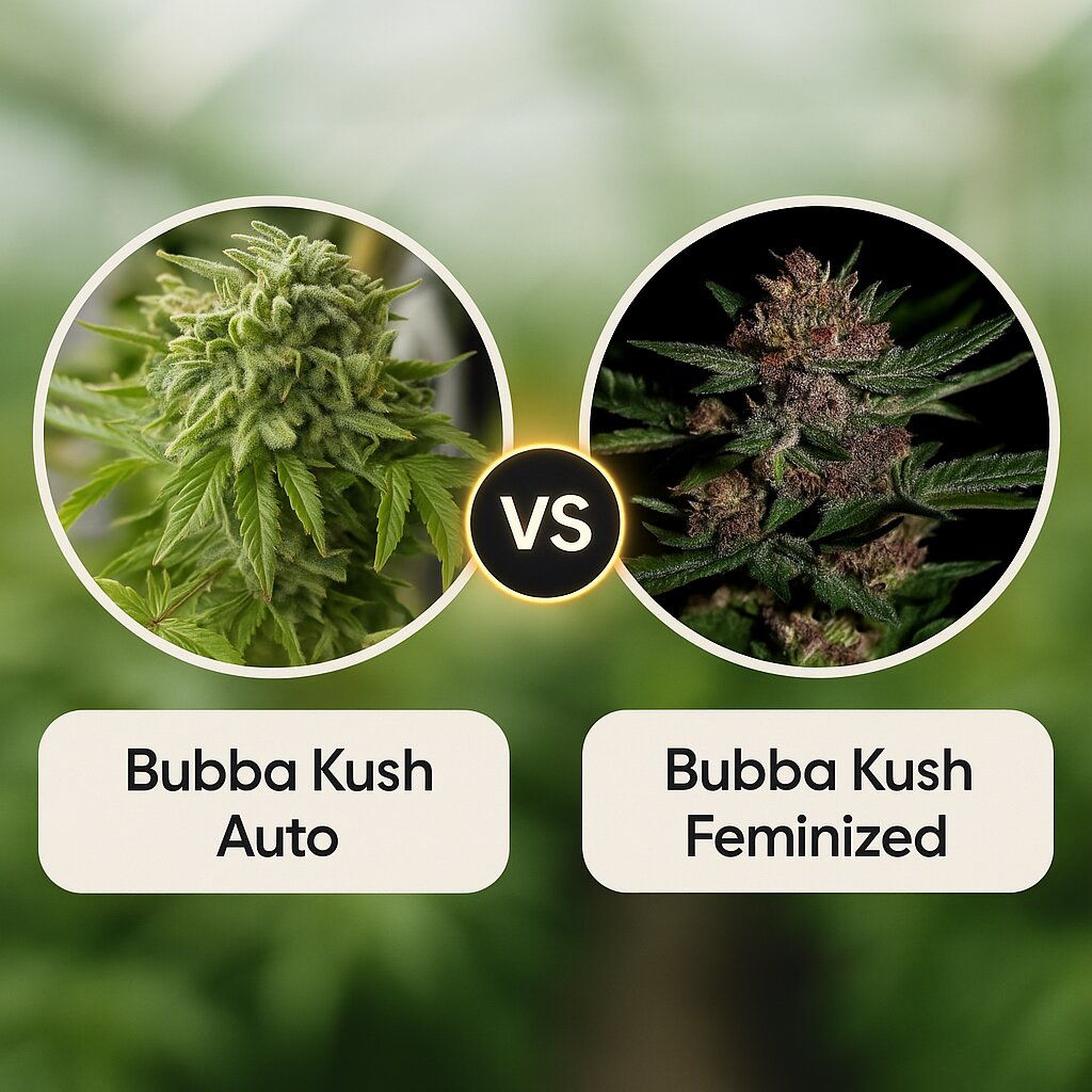 Bubba Kush Auto (Humboldt Seed Organization) vs Bubba Kush (Greenhouse Seed Co) porównanie nasion konopi