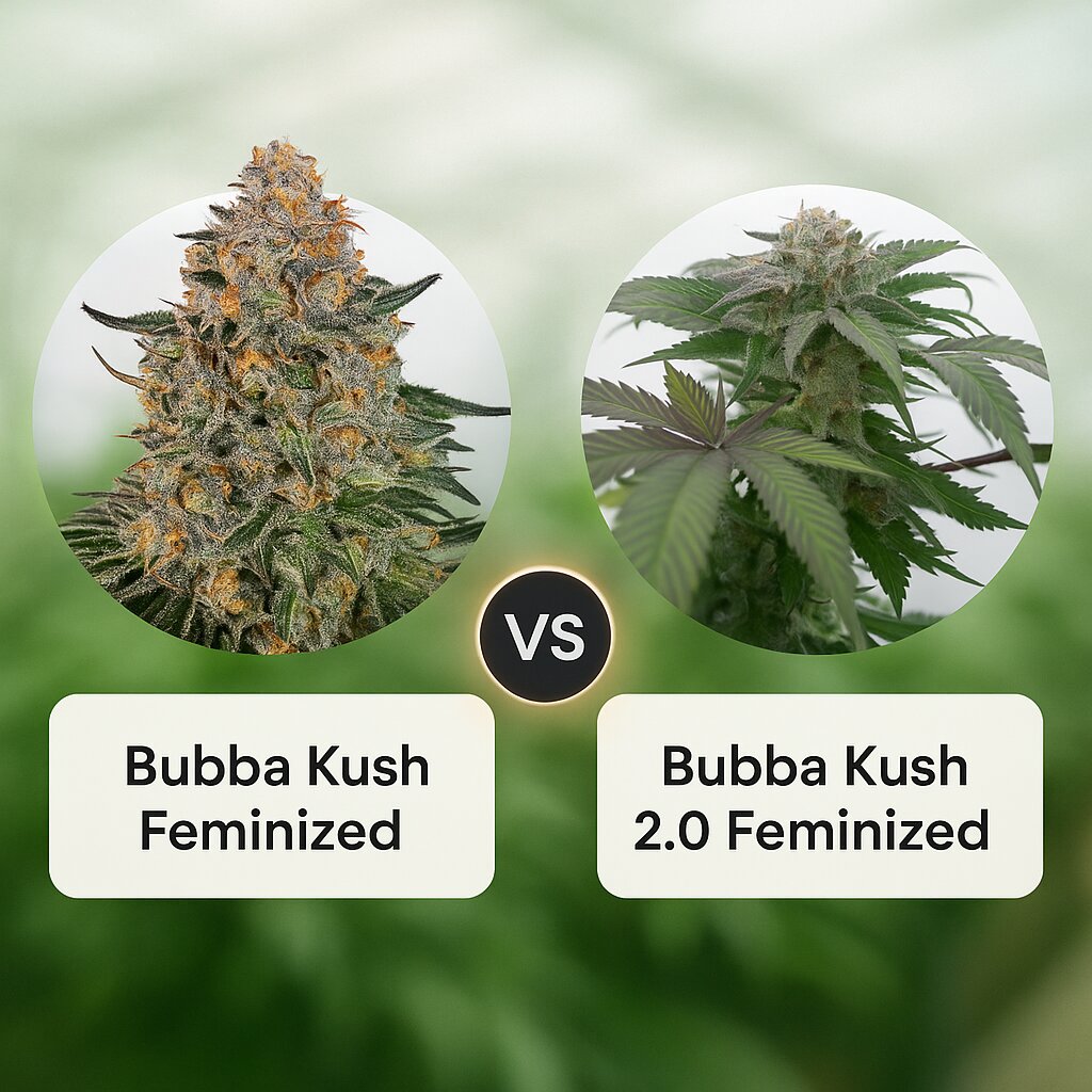 Bubba Kush (Barneys Farm) vs Bubba Kush 2.0 (Humboldt Seed Organization) porównanie nasion konopi