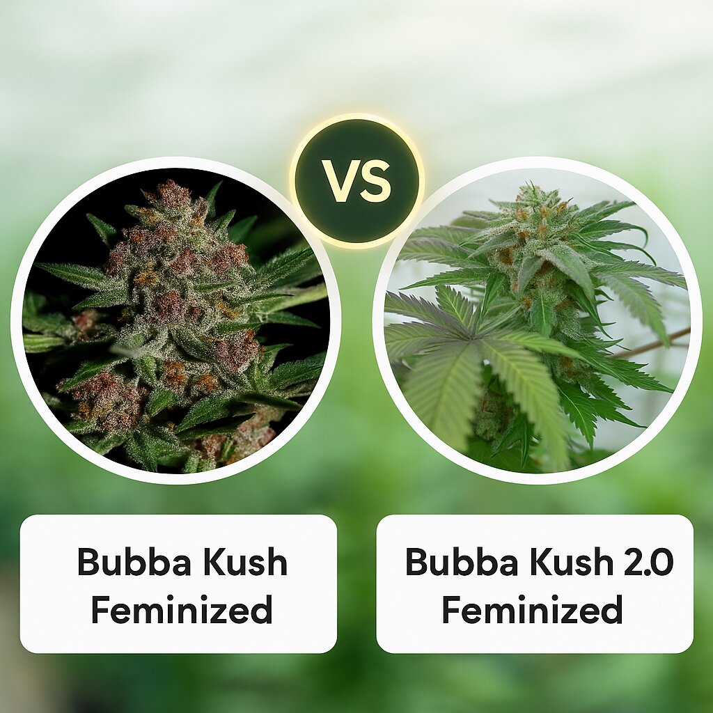 Bubba Kush (Greenhouse Seed Co) vs Bubba Kush 2.0 (Humboldt Seed Organization) porównanie nasion konopi