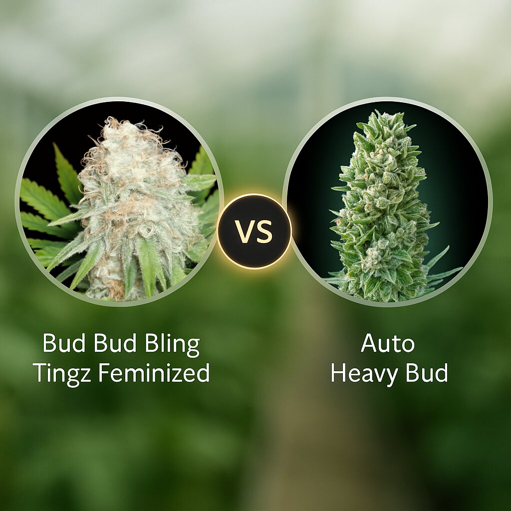 Bud Bud Bling Tingz (Dr Krippling) vs Auto Heavy Bud (Advanced Seeds) porównanie nasion konopi