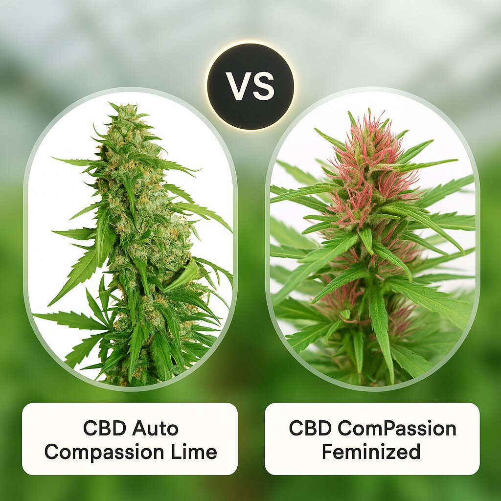 CBD Auto Compassion Lime (Dutch Passion) vs CBD ComPassion (Dutch Passion) porównanie nasion konopi