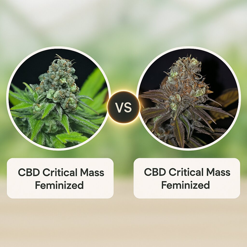 CBD Critical Mass (CBD Crew) vs CBD Critical Mass (Seedsman) porównanie nasion konopi