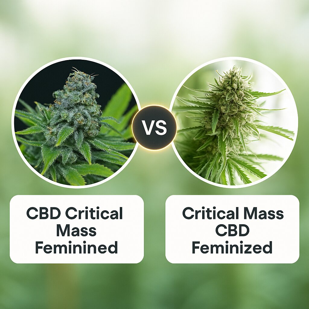 CBD Critical Mass (CBD Crew) vs Critical Mass CBD (DinaFem Seeds) porównanie nasion konopi