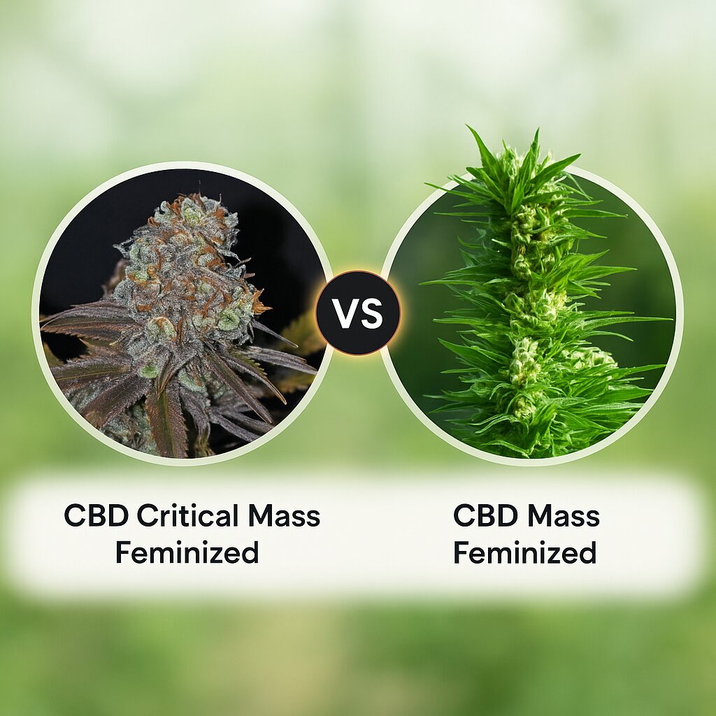 CBD Critical Mass (Seedsman) vs CBD Mass (Advanced Genetics Seeds) porównanie nasion konopi
