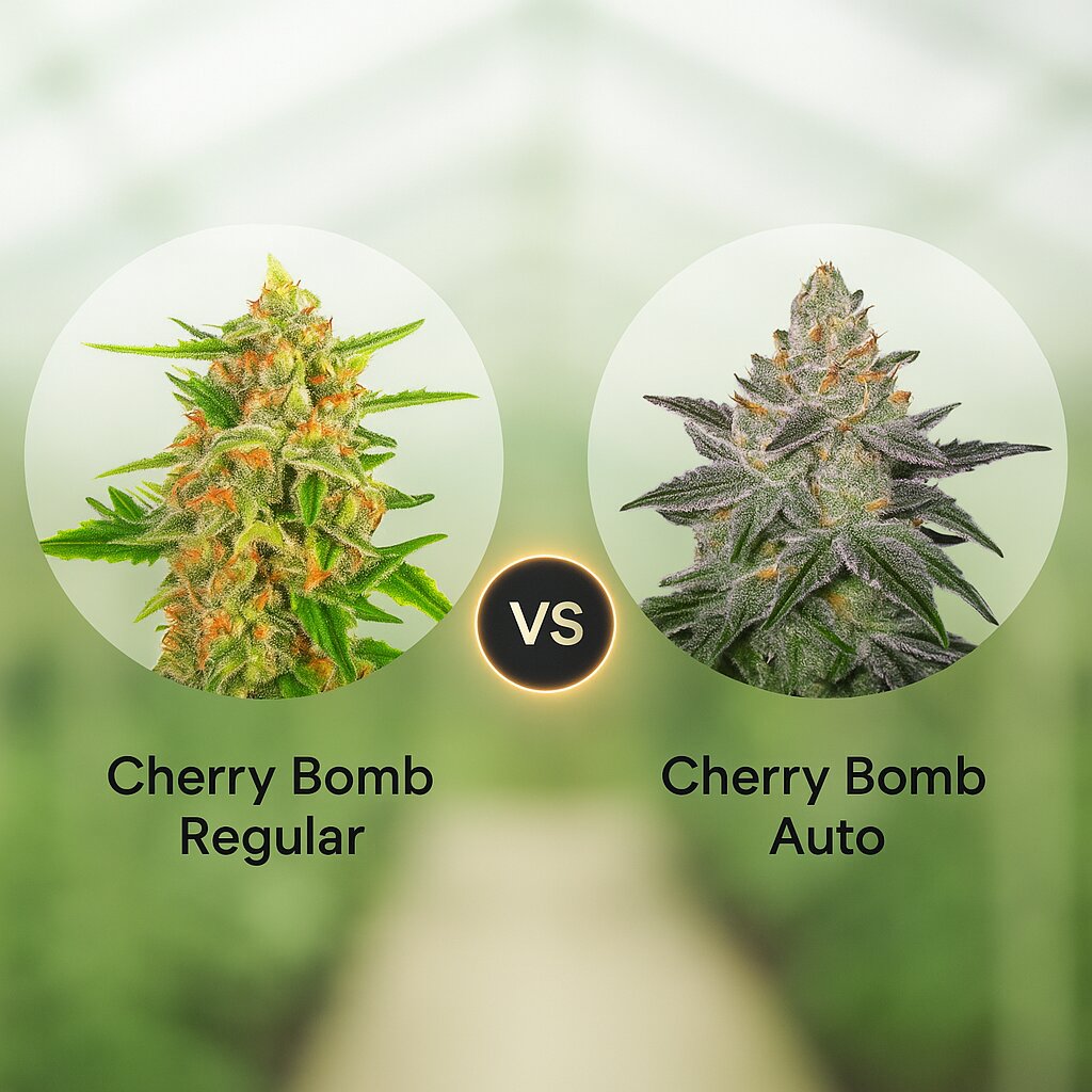 Cherry Bomb (Bomb Seeds) vs Cherry Bomb Auto (Bomb Seeds) porównanie nasion konopi