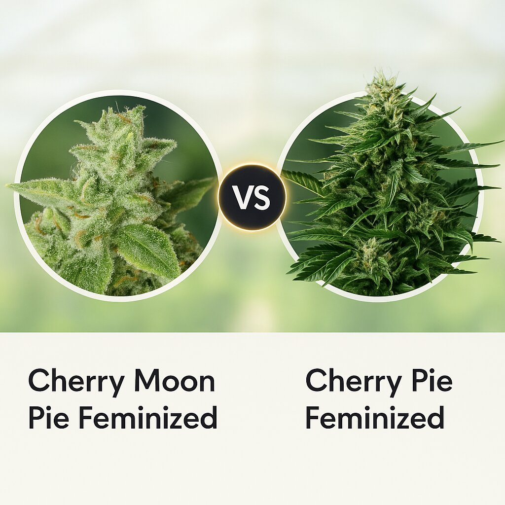 Cherry Moon Pie (Big Buddha Seeds) vs Cherry Pie (Royal Queen Seeds) porównanie nasion konopi