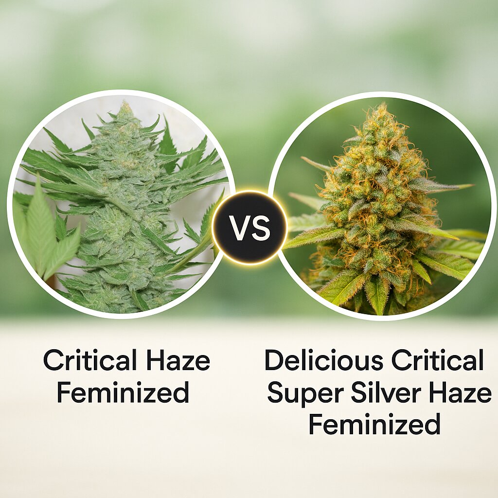 Critical Haze (Resin Seeds) vs Delicious Critical Super Silver Haze (Delicious Seeds) porównanie nasion konopi
