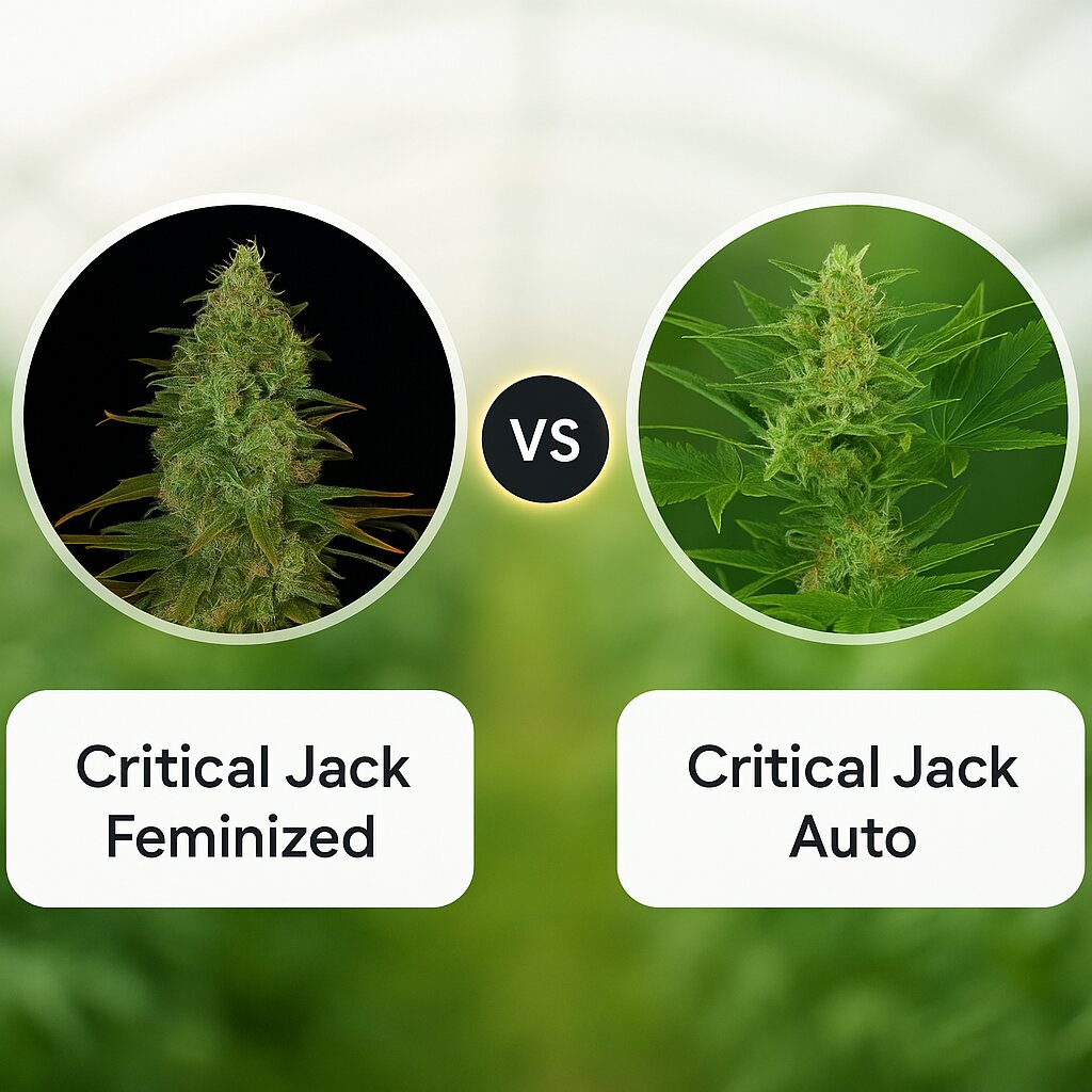 Critical Jack (DinaFem Seeds) vs Critical Jack Auto (DinaFem Seeds) porównanie nasion konopi
