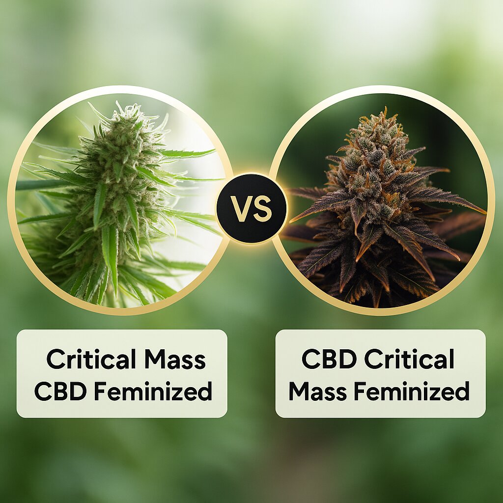 Critical Mass CBD (DinaFem Seeds) vs CBD Critical Mass (Seedsman) porównanie nasion konopi