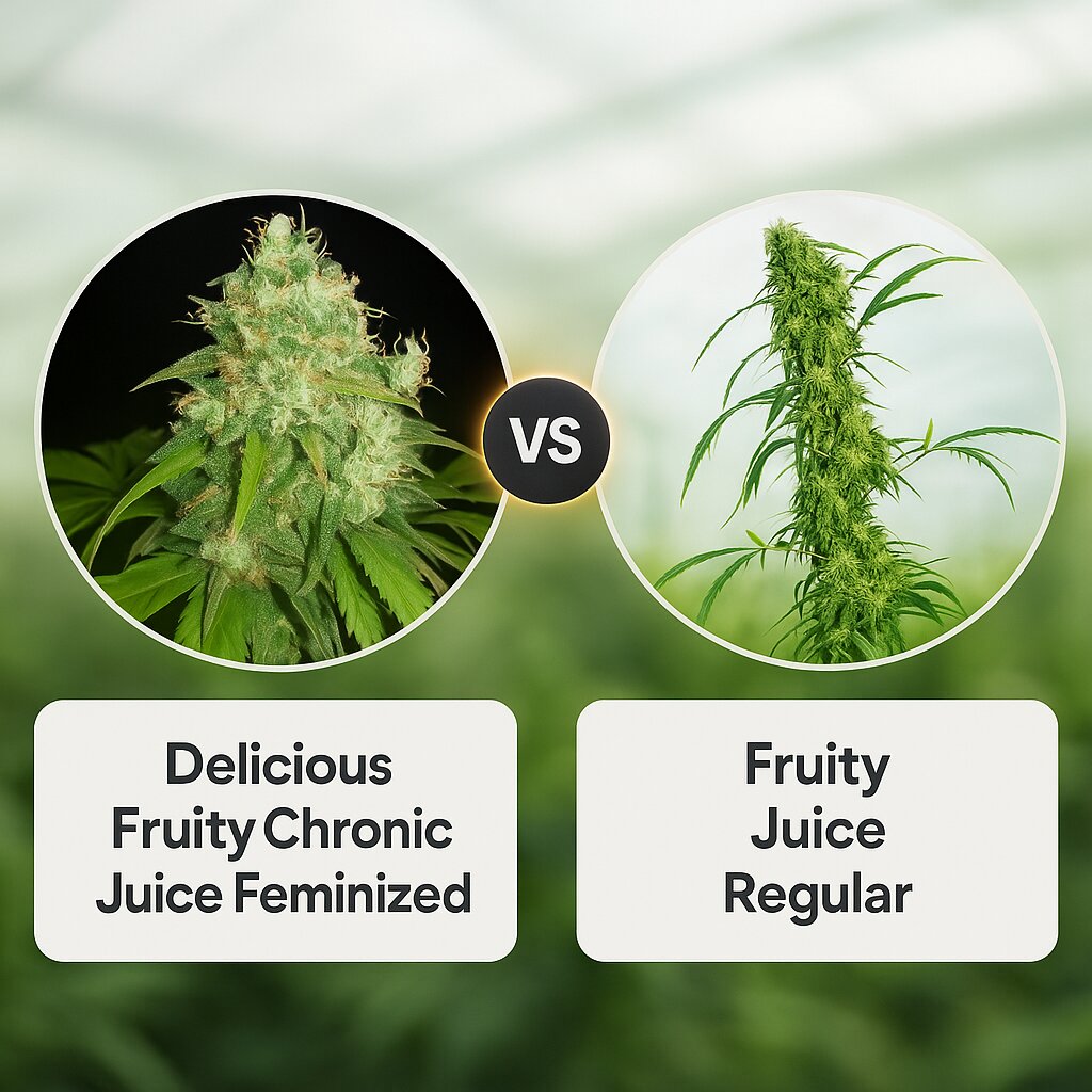 Delicious Fruity Chronic Juice (Delicious Seeds) vs Fruity Juice (Sensi Seeds) porównanie nasion konopi