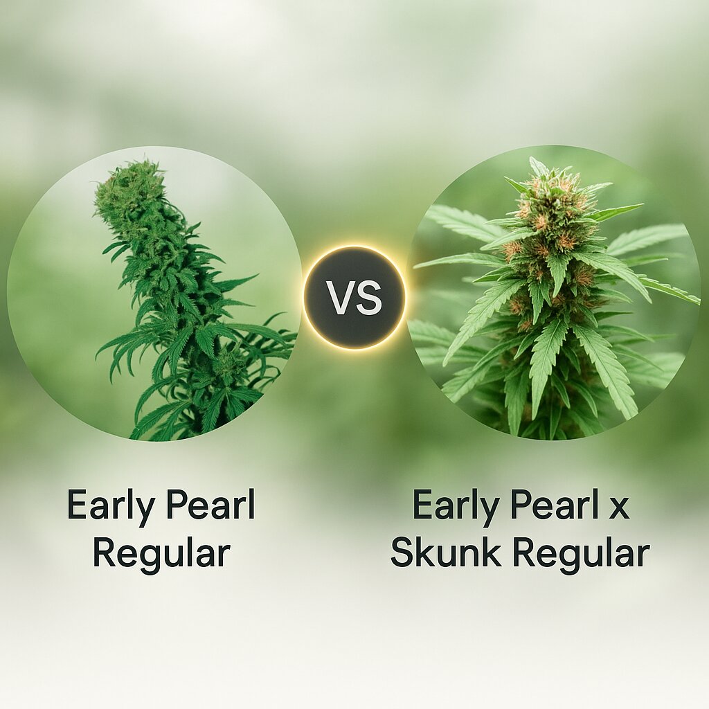 Early Pearl (Sensi Seeds) vs Early Pearl x Skunk (Mr Nice Seedbank) porównanie nasion konopi