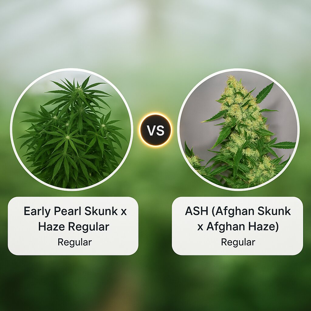 Early Pearl Skunk x Haze (Mr Nice Seedbank) vs ASH (Afghan Skunk x Afghan Haze) (Mr Nice Seedbank) porównanie nasion konopi