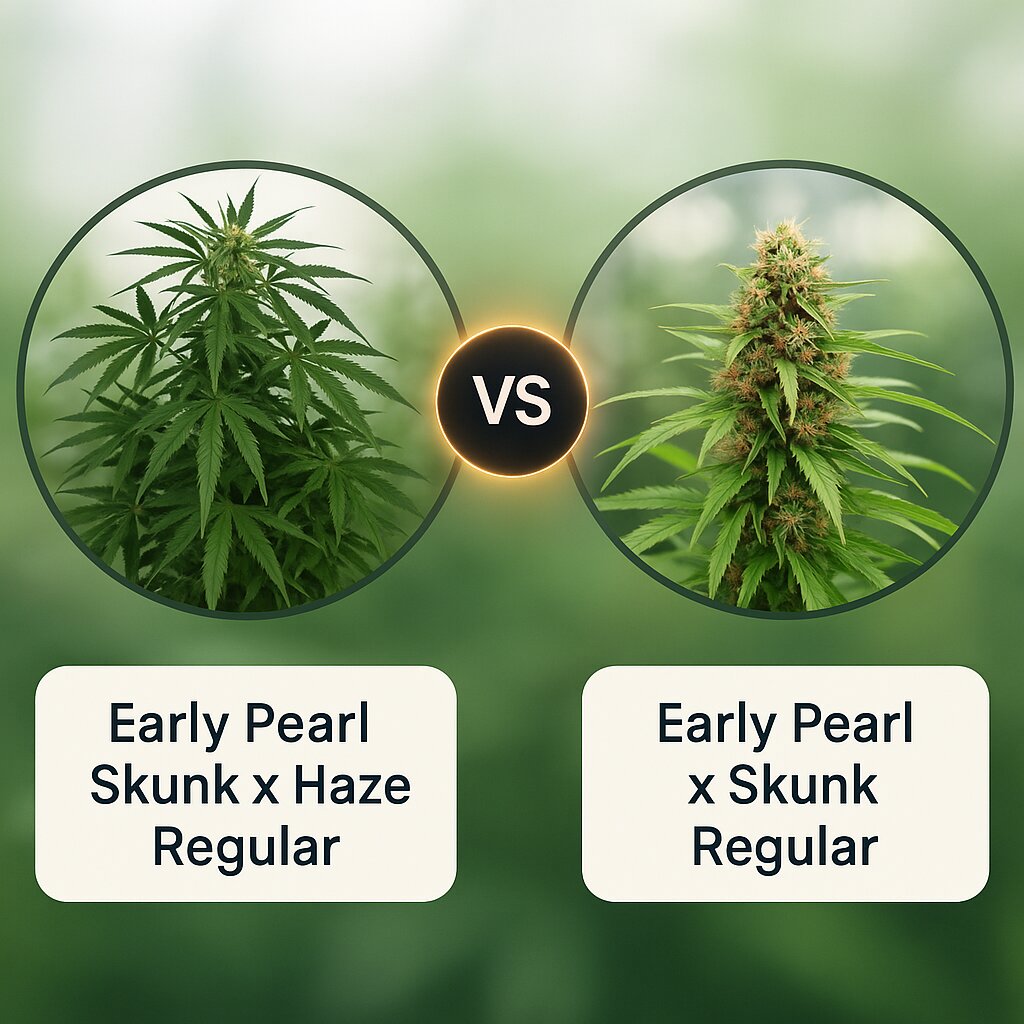 Early Pearl Skunk x Haze (Mr Nice Seedbank) vs Early Pearl x Skunk (Mr Nice Seedbank) porównanie nasion konopi