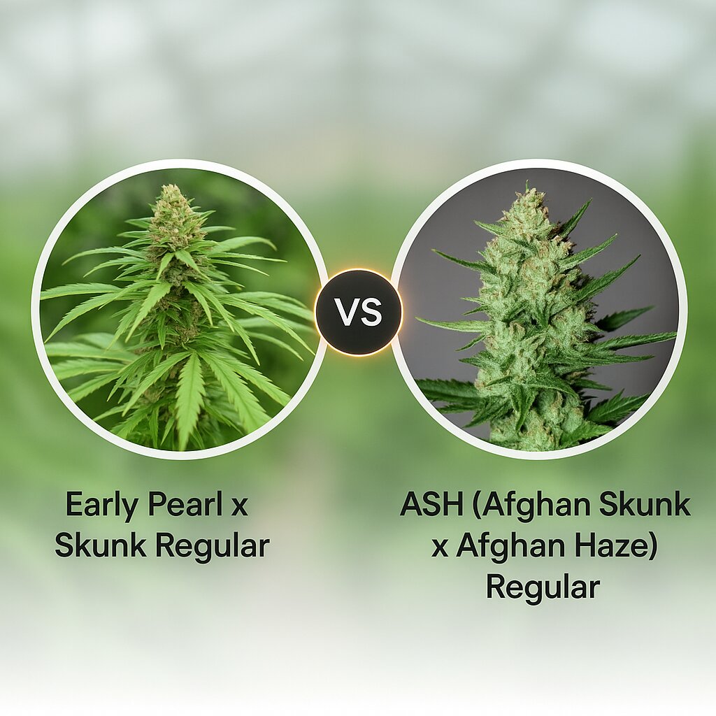 Early Pearl x Skunk (Mr Nice Seedbank) vs ASH (Afghan Skunk x Afghan Haze) (Mr Nice Seedbank) porównanie nasion konopi