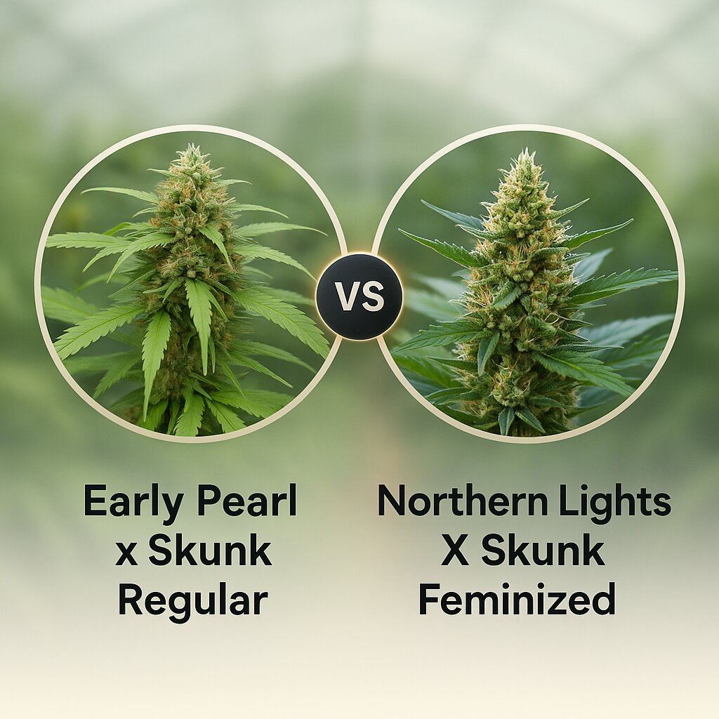 Early Pearl x Skunk (Mr Nice Seedbank) vs Northern Lights X Skunk (G13 Labs) porównanie nasion konopi