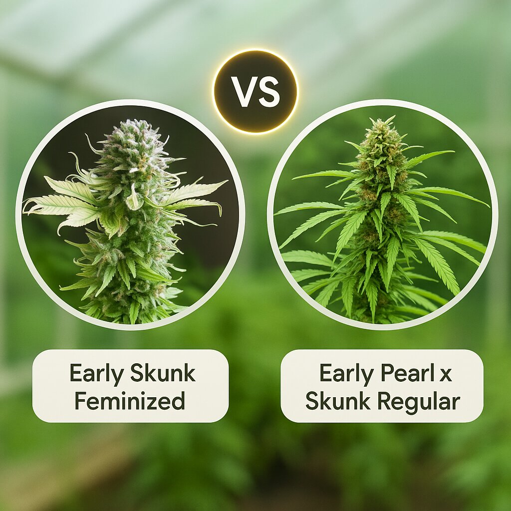 Early Skunk (Seedsman) vs Early Pearl x Skunk (Mr Nice Seedbank) porównanie nasion konopi