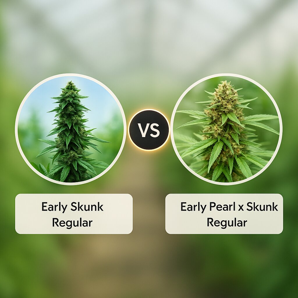 Early Skunk (Sensi Seeds) vs Early Pearl x Skunk (Mr Nice Seedbank) porównanie nasion konopi