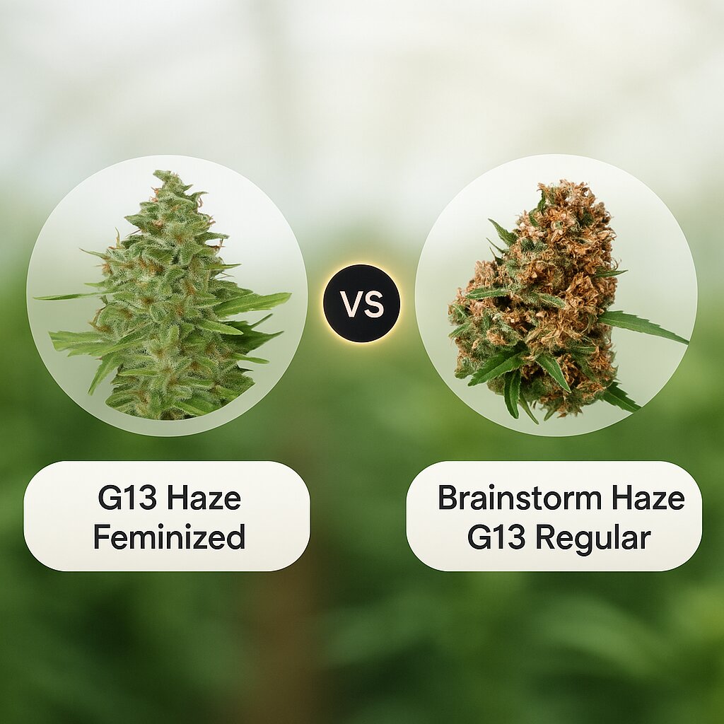 G13 Haze (Barneys Farm) vs Brainstorm Haze G13 (Delta 9 Labs) porównanie nasion konopi