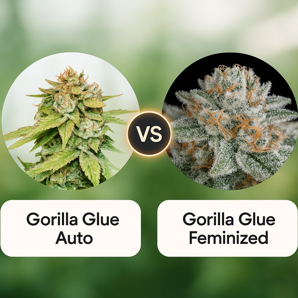 Gorilla Glue Auto (Seed Stockers) vs Gorilla Glue (Tyrol Seeds) porównanie nasion konopi