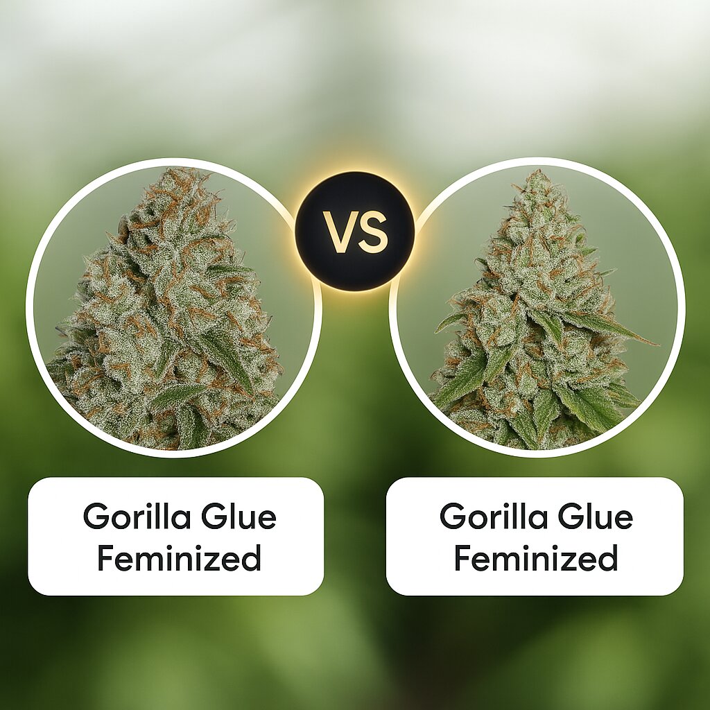 Gorilla Glue (Tyrol Seeds) vs Gorilla Glue (Seed Stockers) porównanie nasion konopi