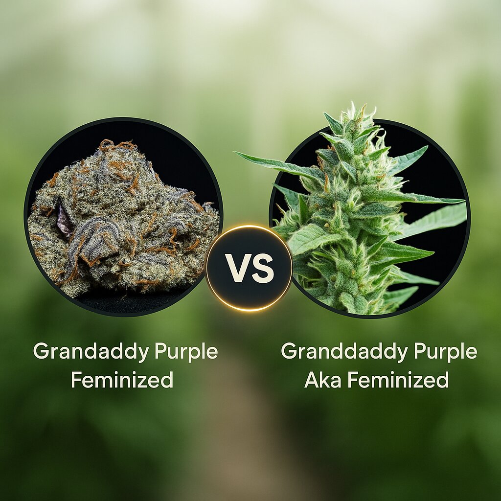 Granddaddy Purple (Bighead Seeds) vs Granddaddy Purple Aka (Royal Queen Seeds) porównanie nasion konopi