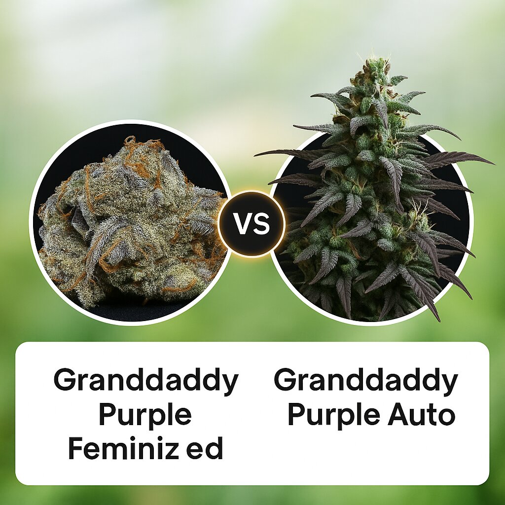 Granddaddy Purple (Bighead Seeds) vs Granddaddy Purple Auto (Royal Queen Seeds) porównanie nasion konopi
