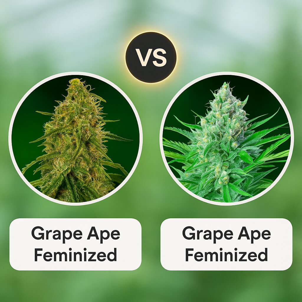 Grape Ape (Barneys Farm) vs Grape Ape (Royal Queen Seeds) porównanie nasion konopi